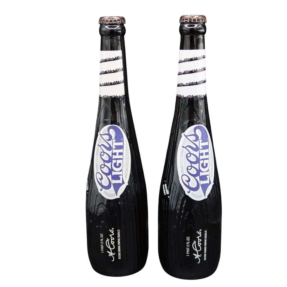 Coors Light Baseball Bat Bottle Set of 2 Limited Edition 18 ounce Glass Vintage